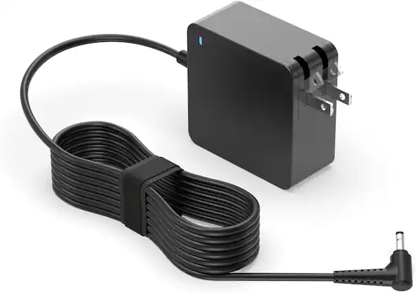 Front. Core Tech - 65W Laptop Charger for Lenovo IdeaPad, Slim, Flex, Yoga and Chromebook with Foldable Plug and 7.5ft Cable - Black.