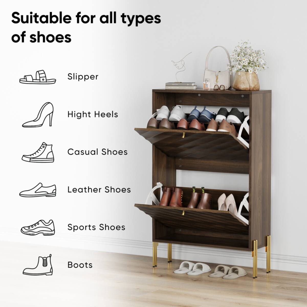 Suitable for all types of shoes

- Slipper
- High Heels
- Casual Shoes
- Leather Shoes
- Sports Shoes
- Boots
