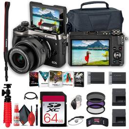 Canon - EOS M6 Mirrorless Camera with 15-45mm Lens Travel Bundle - Black