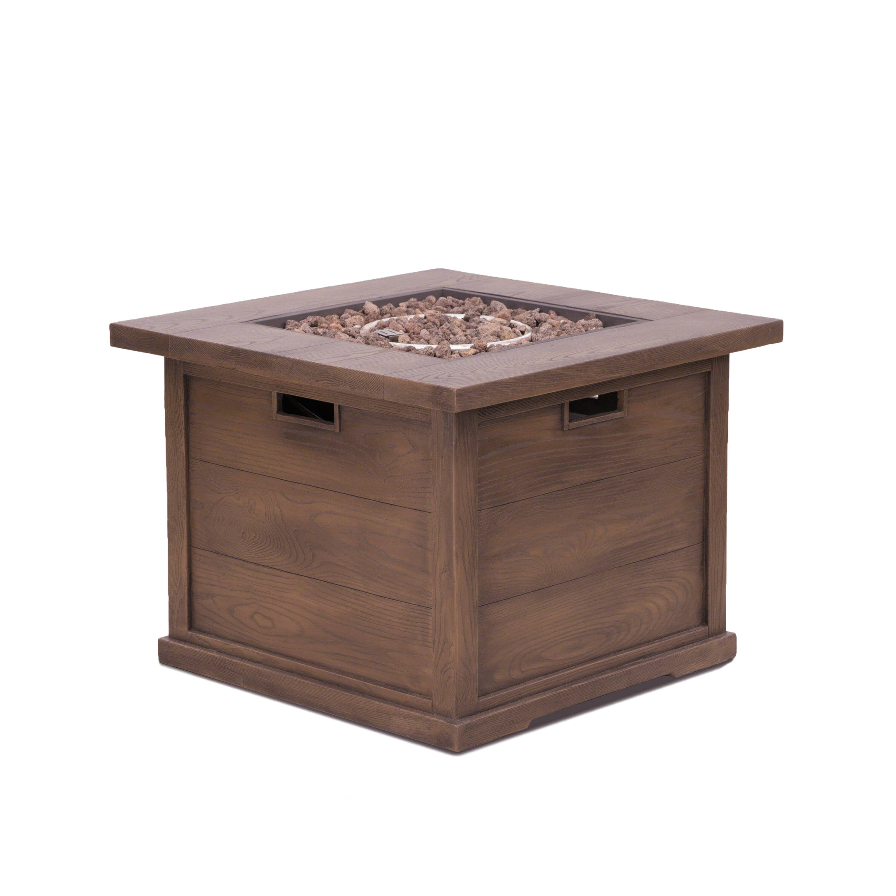 Alt View 4. APRILSOUL - Outdoor Patio 24 inch H x 32 inch W Square Gas Burning MgO Fire Pit Tank Inside Brown Wood Pattern 40000 BTU - Brown.