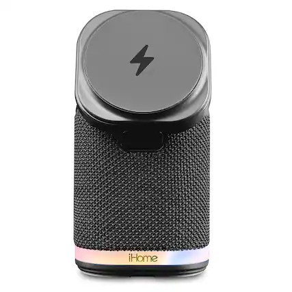 Front. iHome - Power Tower Dual Wireless Bluetooth Charging Speaker with Mood Light - Dark Gray.