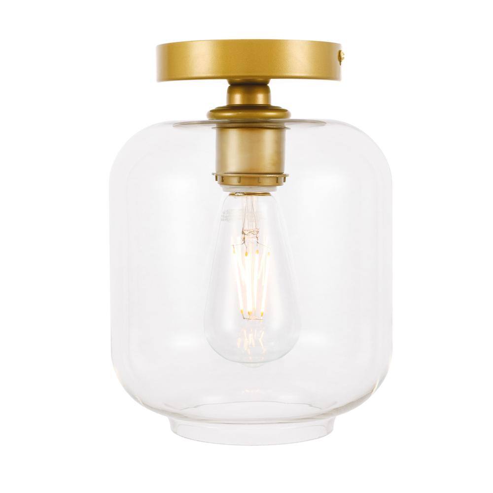 Alt View 8. Living District - Collier 1 light Brass and Clear glass Flush mount - Brass And Clear Glass.