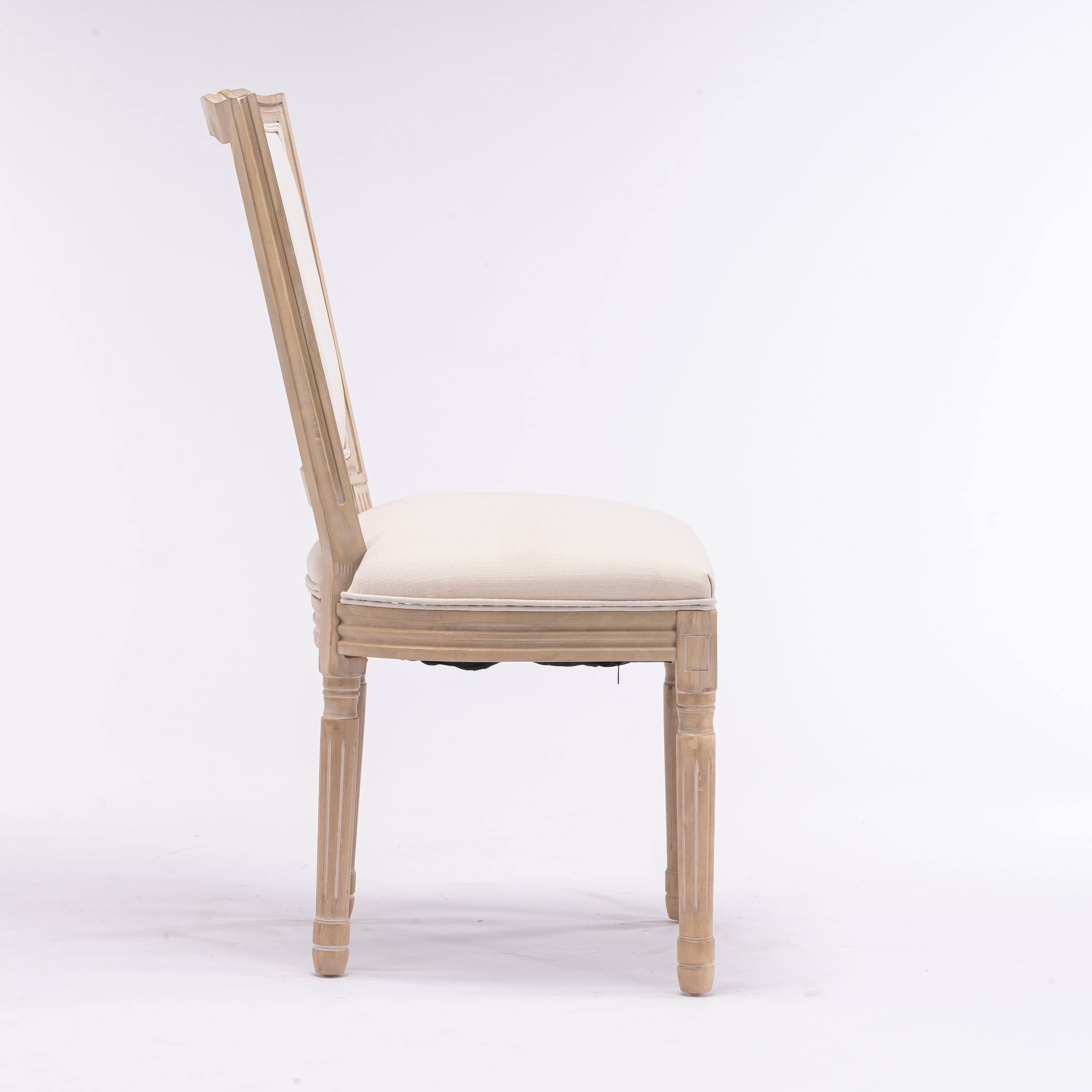 Alt View 7. Boyel Living - Cream French Style Solid Wood Frame Linen Fabric Square Back Dining Chair Set of 2 - Cream.