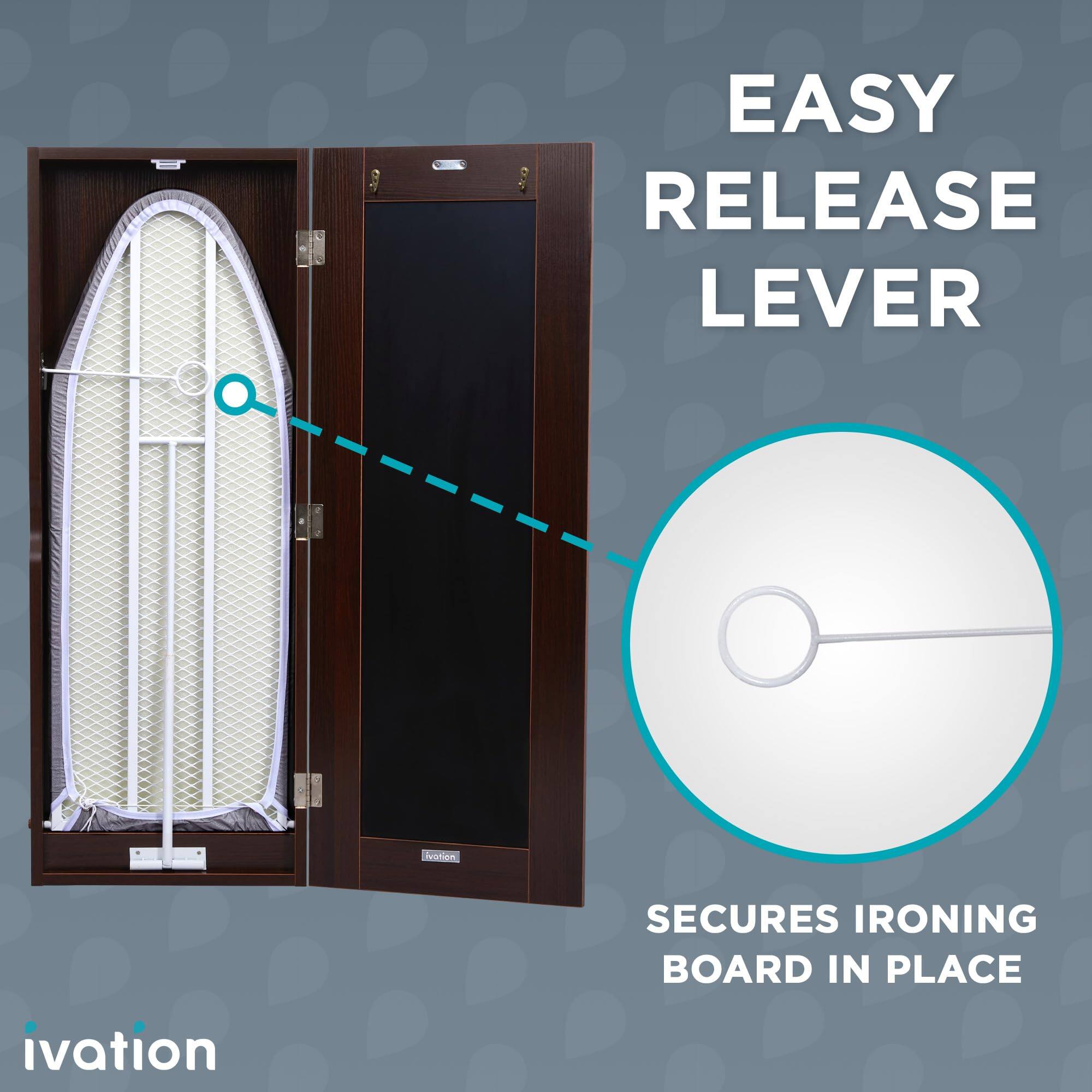 Alt View 4. Ivation - Ivation Ironing Board, Wall Mounted Ironing Board Cabinet with Right Side Door & Mirror - Brown.