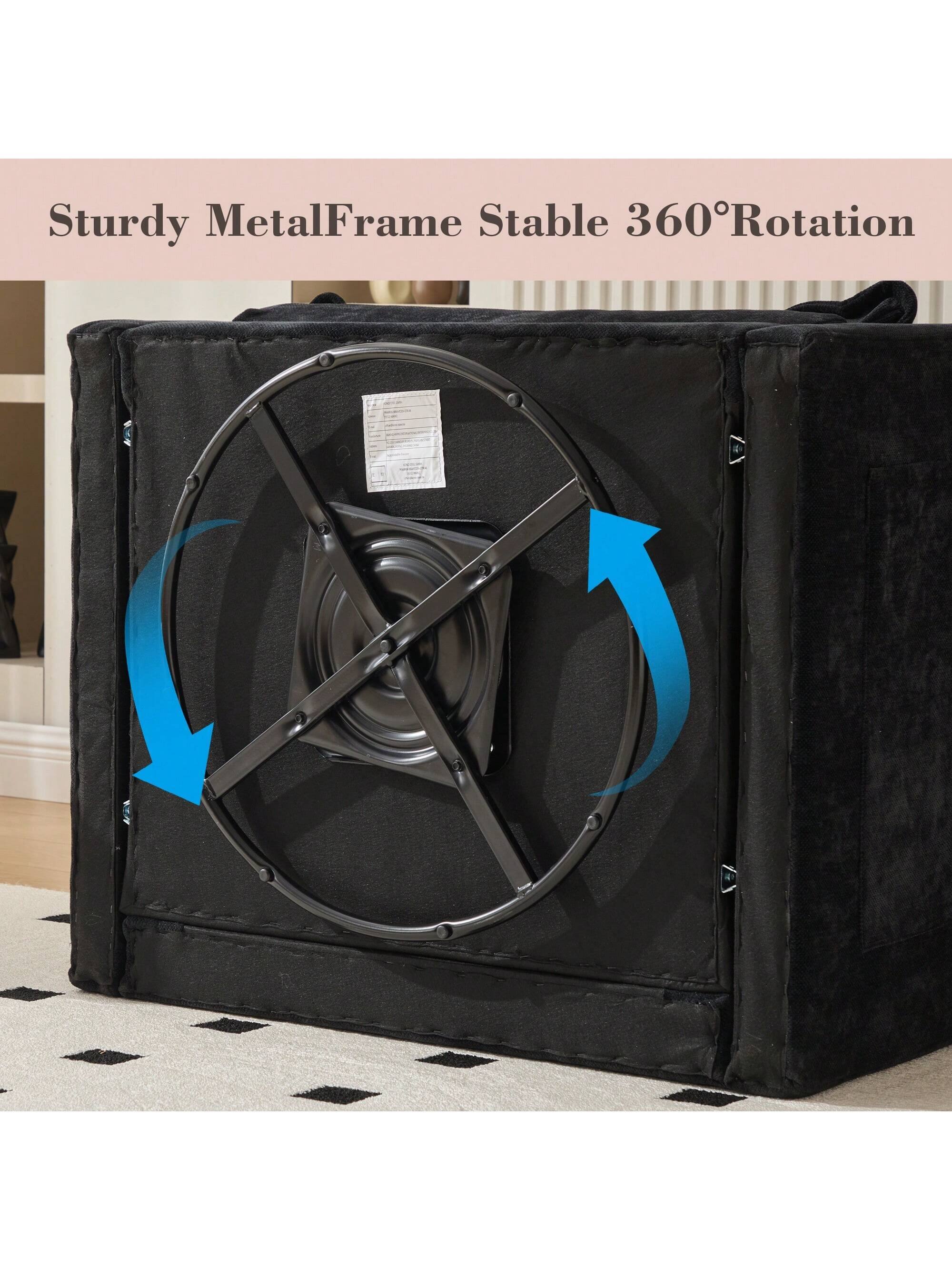 Sturdy Metal Frame  
Stable 360° Rotation