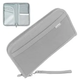 Fosmon - Passport Holder for Travel, Passport Holder for ID Credit Card & Travel Document Organizer, Slim Passport Cover - Gray