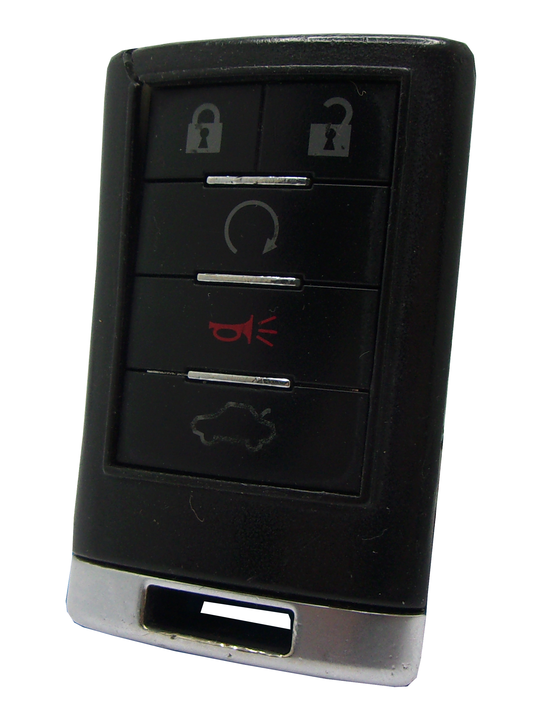Left. Car Keys Express - Cadillac Keyless Entry Remote - 5 Buttons (Lock, Unlock, Remote Start, Trunk, and Panic) - Black.