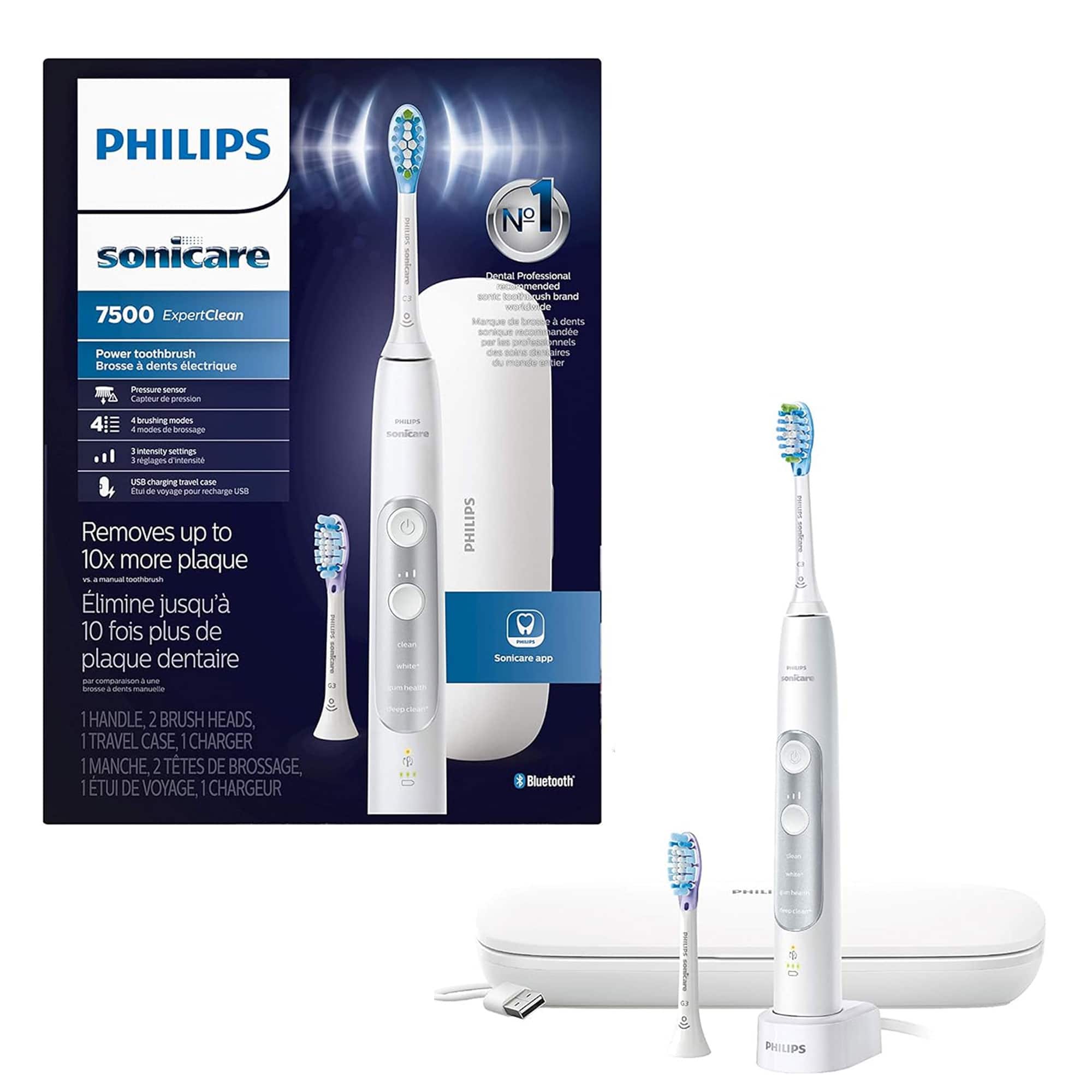 Philips Sonicare - ExpertClean 7500 Rechargeable Electric Toothbrush HX9690/06 - White