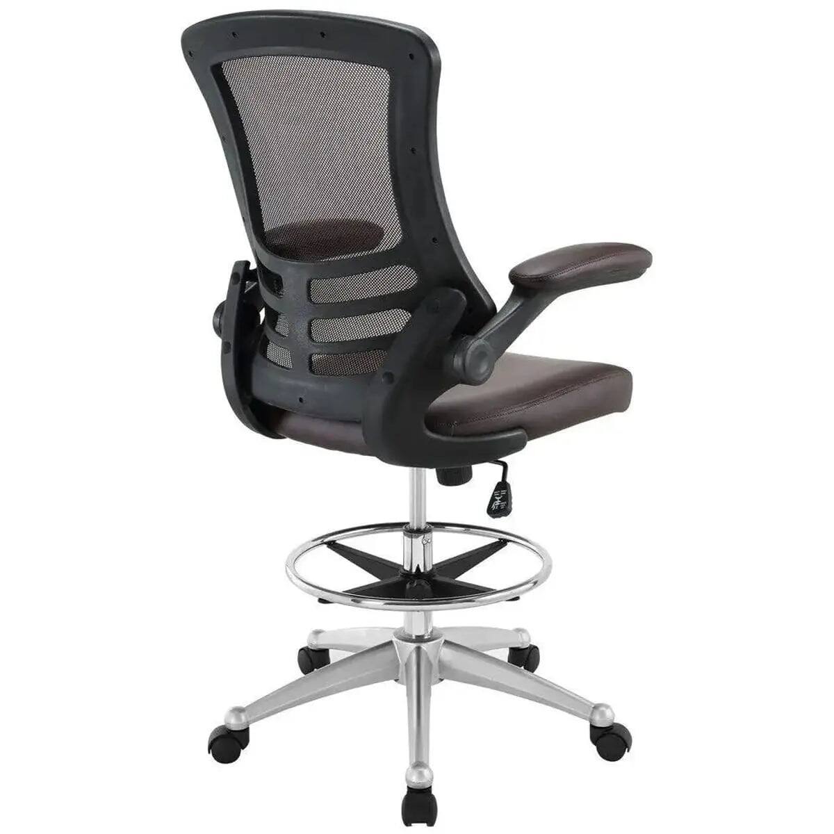 Alt View 5. Platinum-Level - Drafting Chair with Lumbar Support and Breathable Mesh Back - Black.