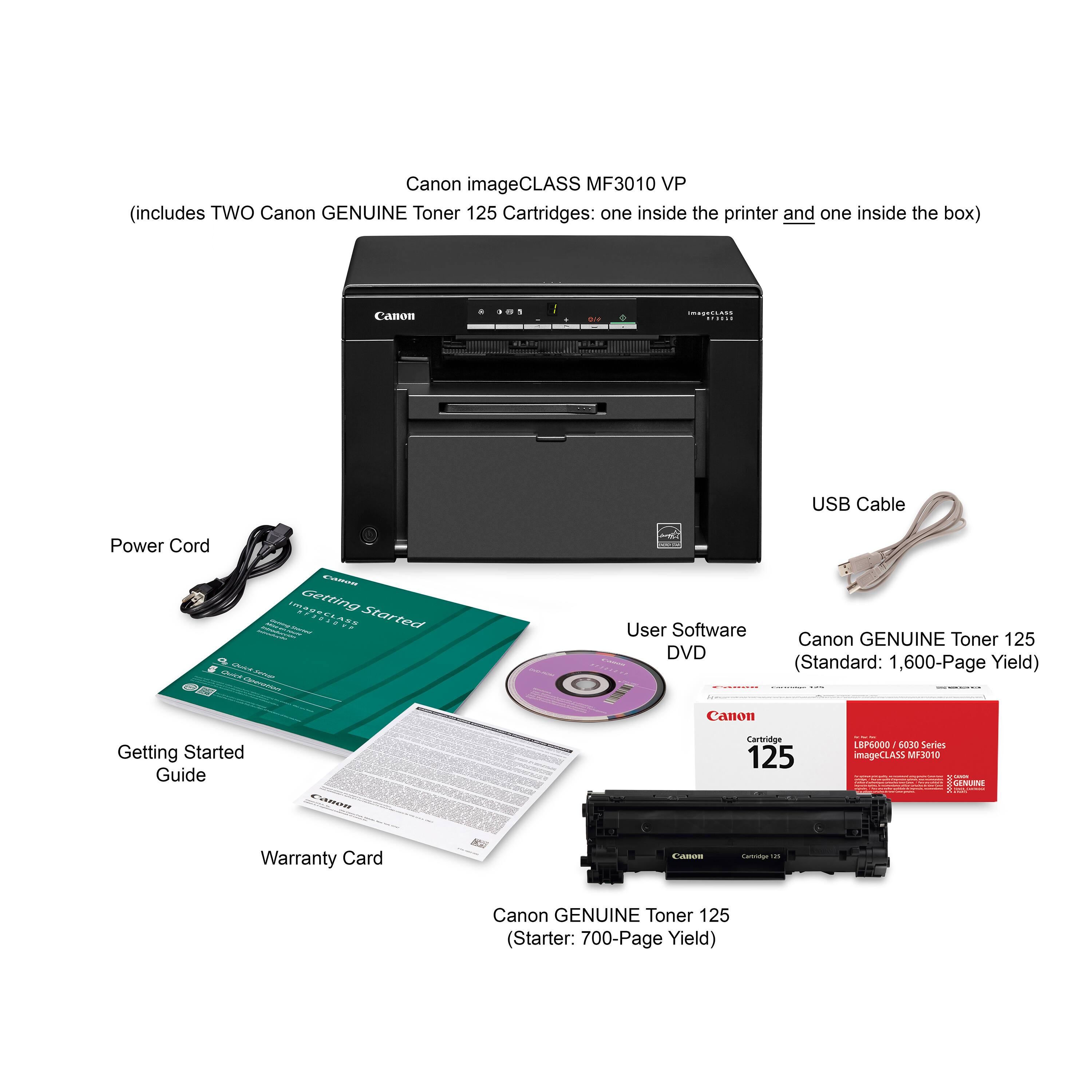 Alt View 38. Canon - imageCLASS MF3010VP Wired Black-and-White All-In-One Laser Printer - Black.