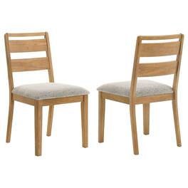 Manhattan Lane - Brion Ladderback Dining Chair, Set of 2, Boucle Fabric, Wash Oak Wood - Washed Oak Brown, Oatmeal White