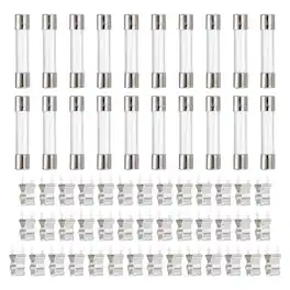 Unique Bargains - Glass Tube Fuses, 6x30mm 1A 250V Quick Fast Blow Glass Cartridge Tube Fuse with 50pcs Safety Clip 25pcs - Silver