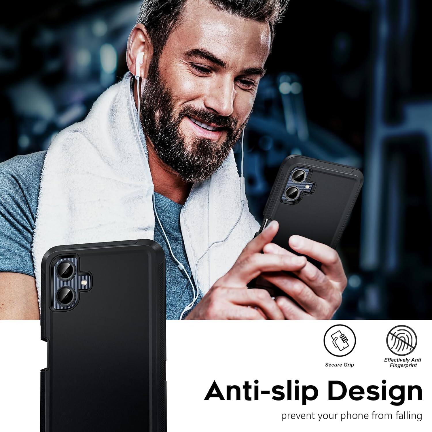 Anti-slip Design, Effectively Anti-slip Design, Secure Grip, Effectively Anti Fingerprint, prevent your phone from falling