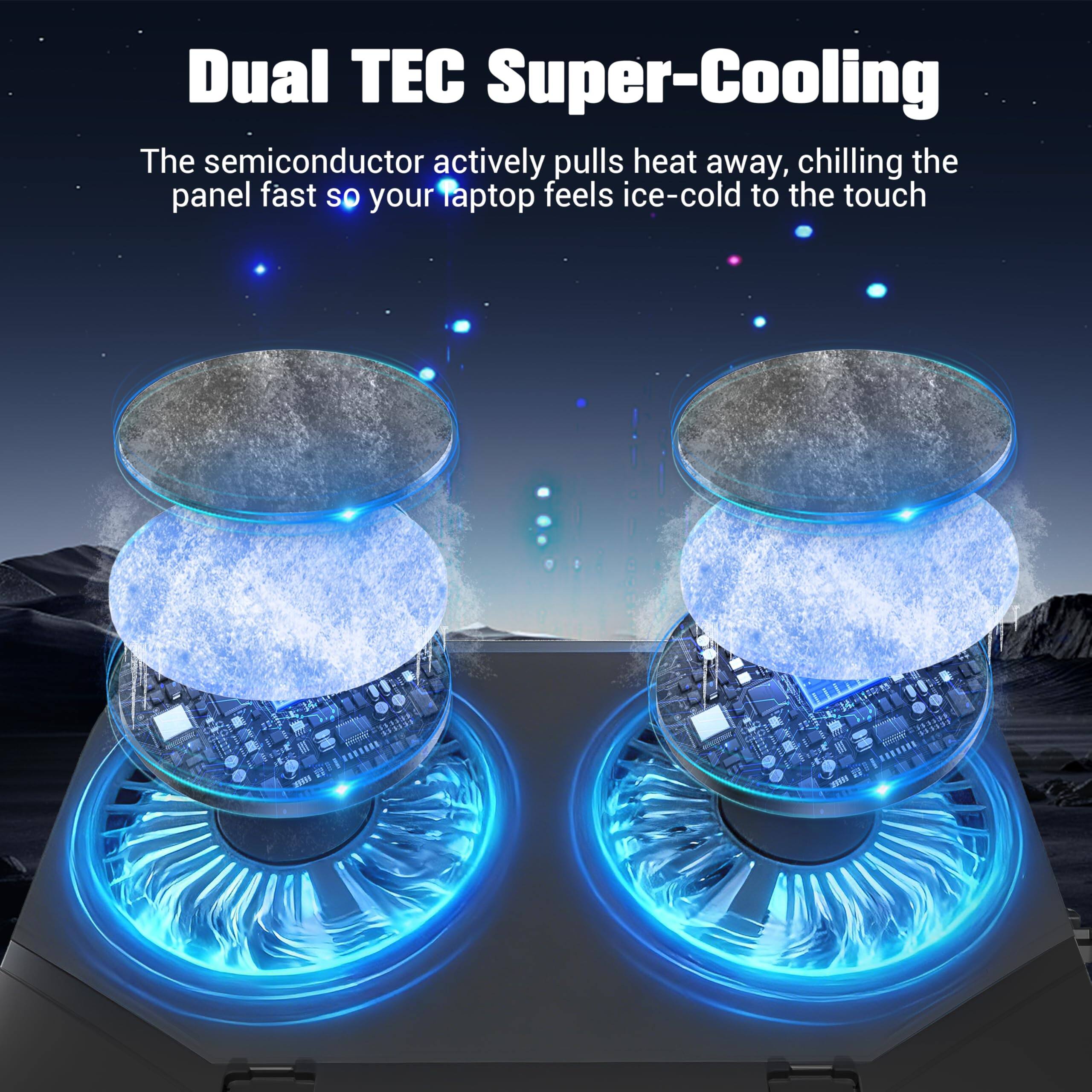 Dual TEC Super-Cooling

The semiconductor actively pulls heat away, chilling the panel fast so your laptop feels ice-cold to the touch