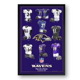 Sporticulture - Baltimore Ravens 27" x 39" Uniform Heritage Framed Art Print - Multicolor