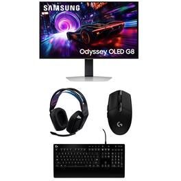 Samsung - LS27FG810SNXZA 27" Odyssey OLED 4K Gaming Monitor with G535 Headset, G213 Keyboard, and G305 Mouse (2025) - Silver