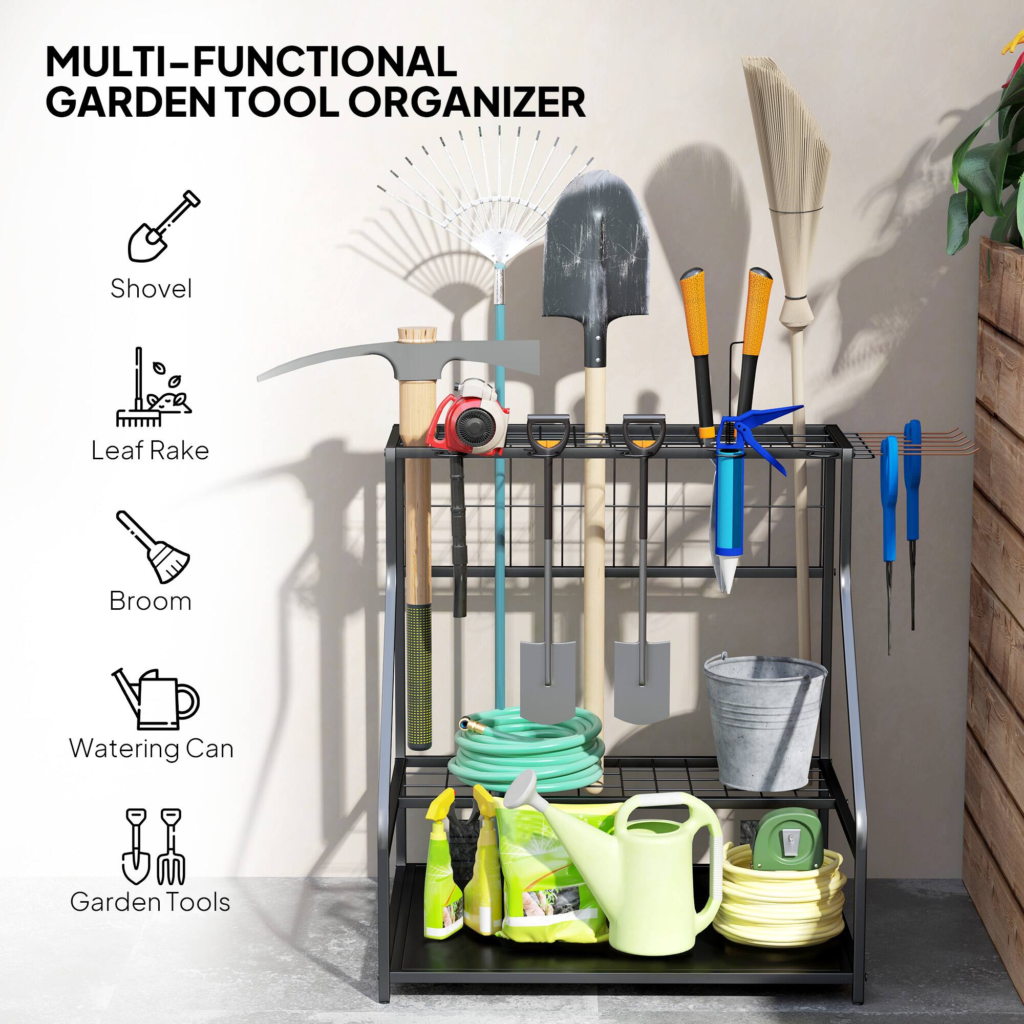 MULTI-FUNCTIONAL GARDEN TOOL ORGANIZER

- Shovel
- Leaf Rake
- Broom
- Watering Can
- Garden Tools