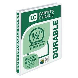 Samsill - Earth's Choice Plant-Based Durable 1/2" View Binder, 3-Ring , Made in USA - White