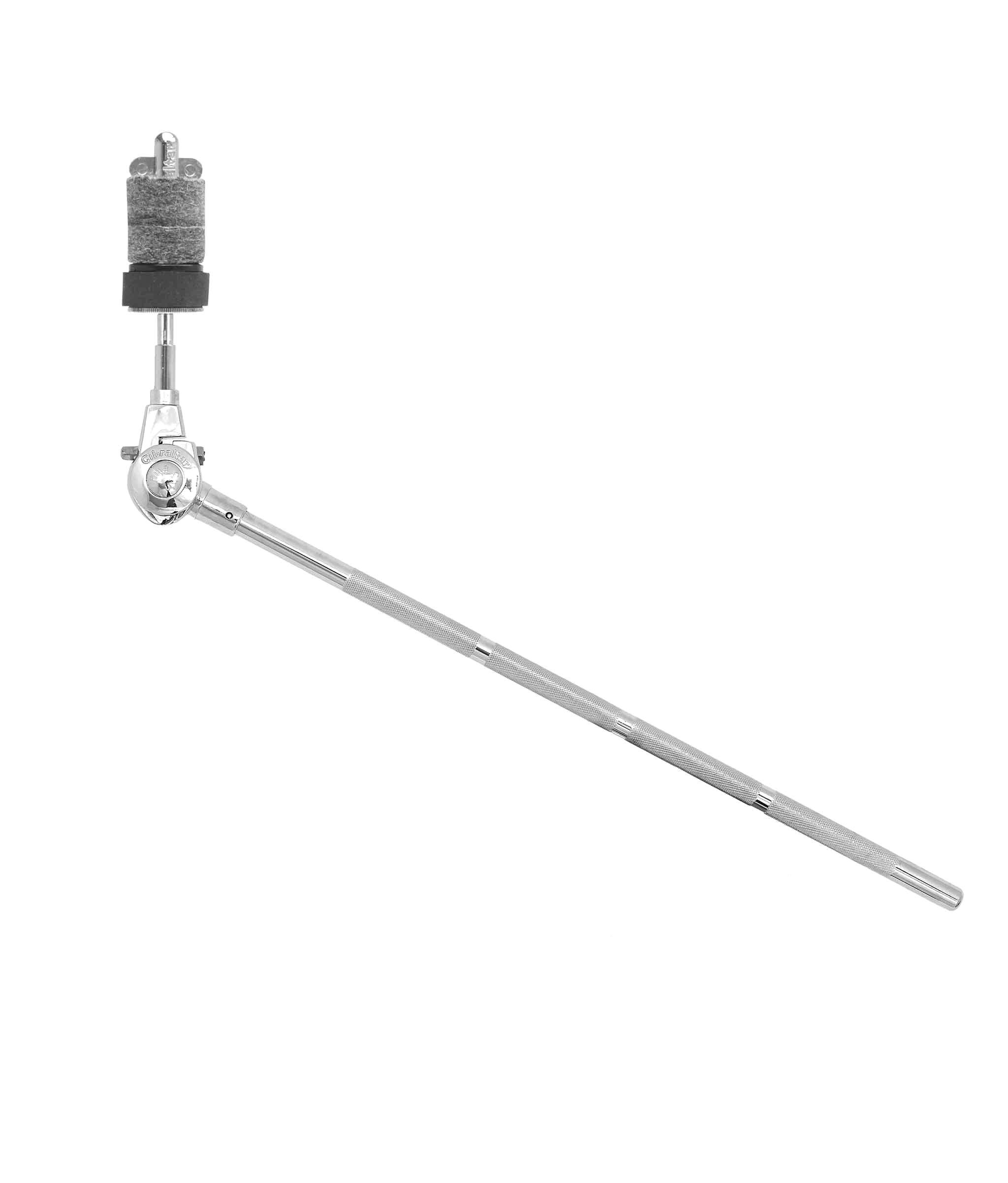 Front. Gibraltar Hardware - Turning Point 18" Long Cymbal Boom Rod, with Gearless Brake Tilter, Key Lock, and Swing Nut Topper.
