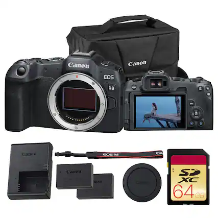 Canon EOS R8
Canon EOS R8
Canon Battery Pack LP-E17
Canon Battery Pack LP-E17
Canon SD XC 64GB