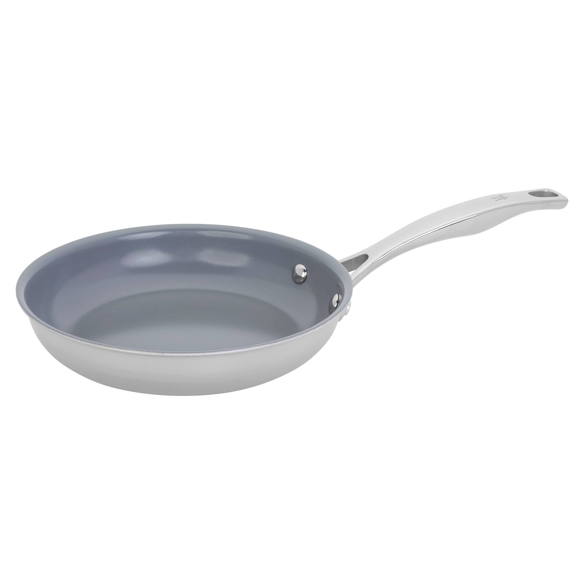 Front. Henckels - Henckels Clad H3 8-inch Stainless Steel Ceramic Nonstick Fry Pan - Stainless Steel.