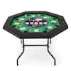 Front. Costway - Costway 48" Foldable Poker Table for 8 Players Portable Blackjack Texas Hold’em Table - Green.