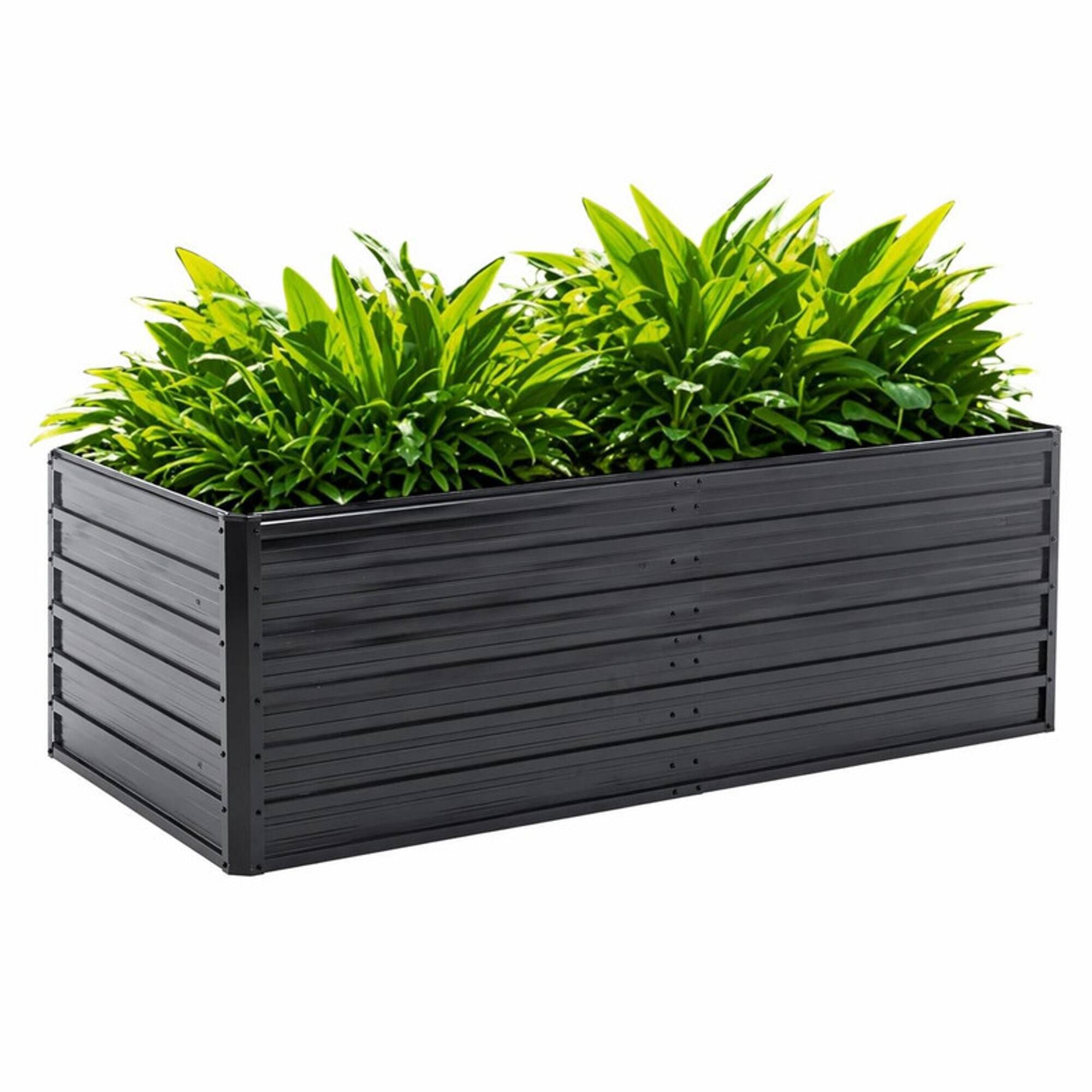 Front. RYHNUYNE - 6x3x2 FT Metal Raised Garden Bed – Reinforced Galvanized Rustproof Colored Steel Planter Box for Vegetables - Black.