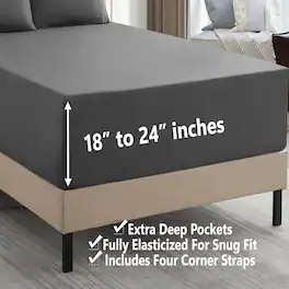 Sweet Home Collection - 18"-24" Extra Deep Pocket, 4-Piece Bed Sheets Set, Full - Gray