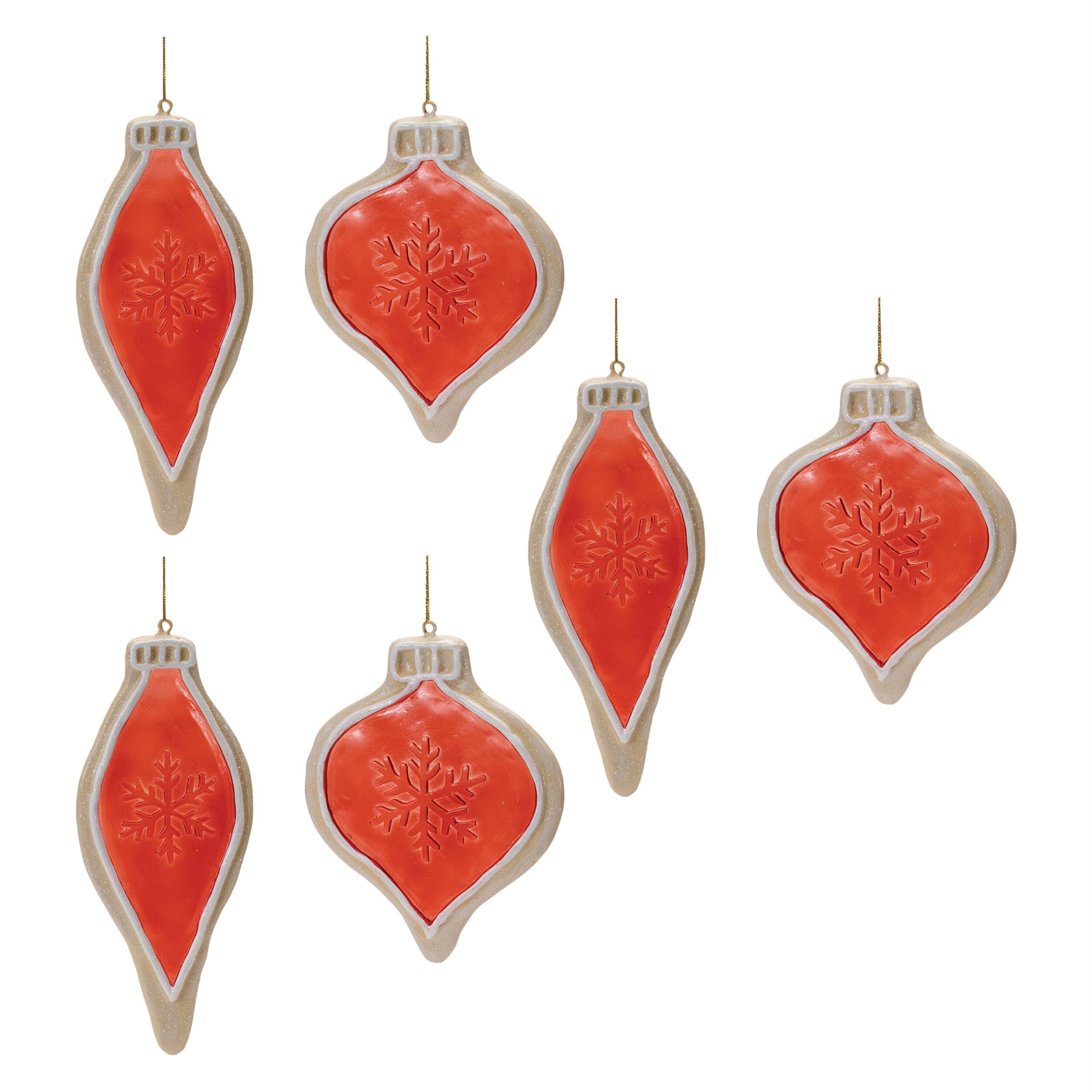 Left. BreeBe - Frosted Cookie Onion Ornament (Set of 6) - Red, Brown.