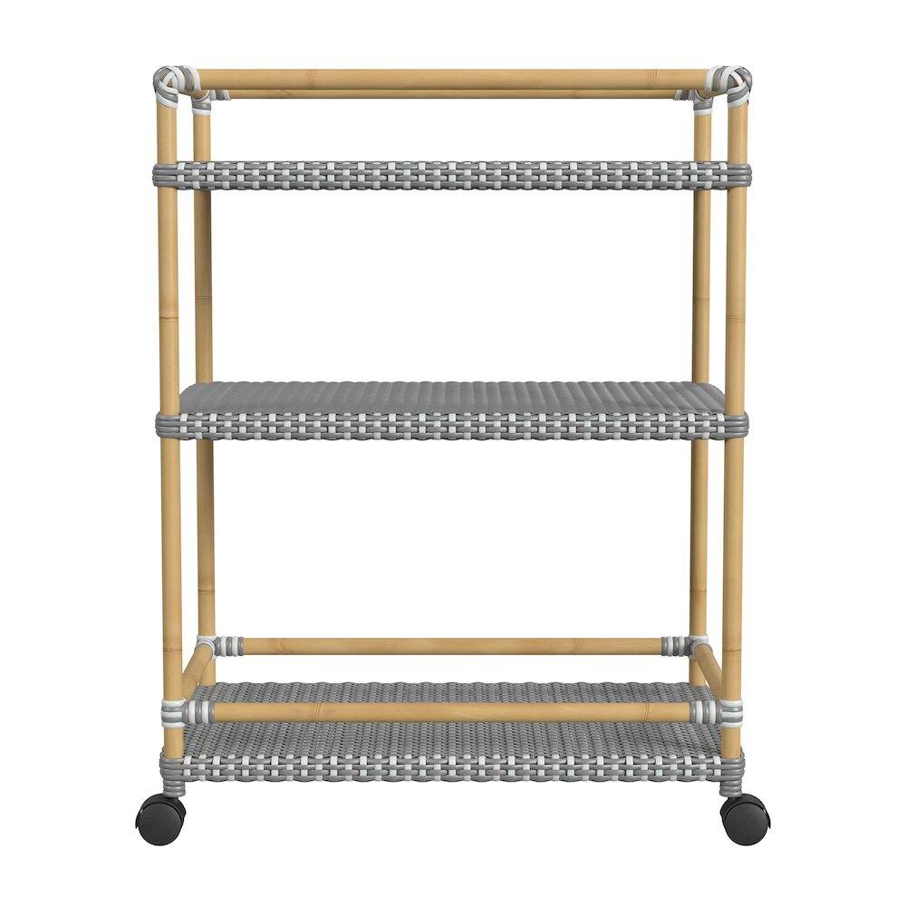 Left. Butler Specialty - Tobias 24 in. W Outdoor Rattan and Metal 3 Tier Bar Cart - Gray.