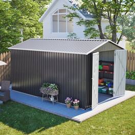 Mondawe - 8x12 FT Lockable Metal Shed with Aluminum Frame - Gray