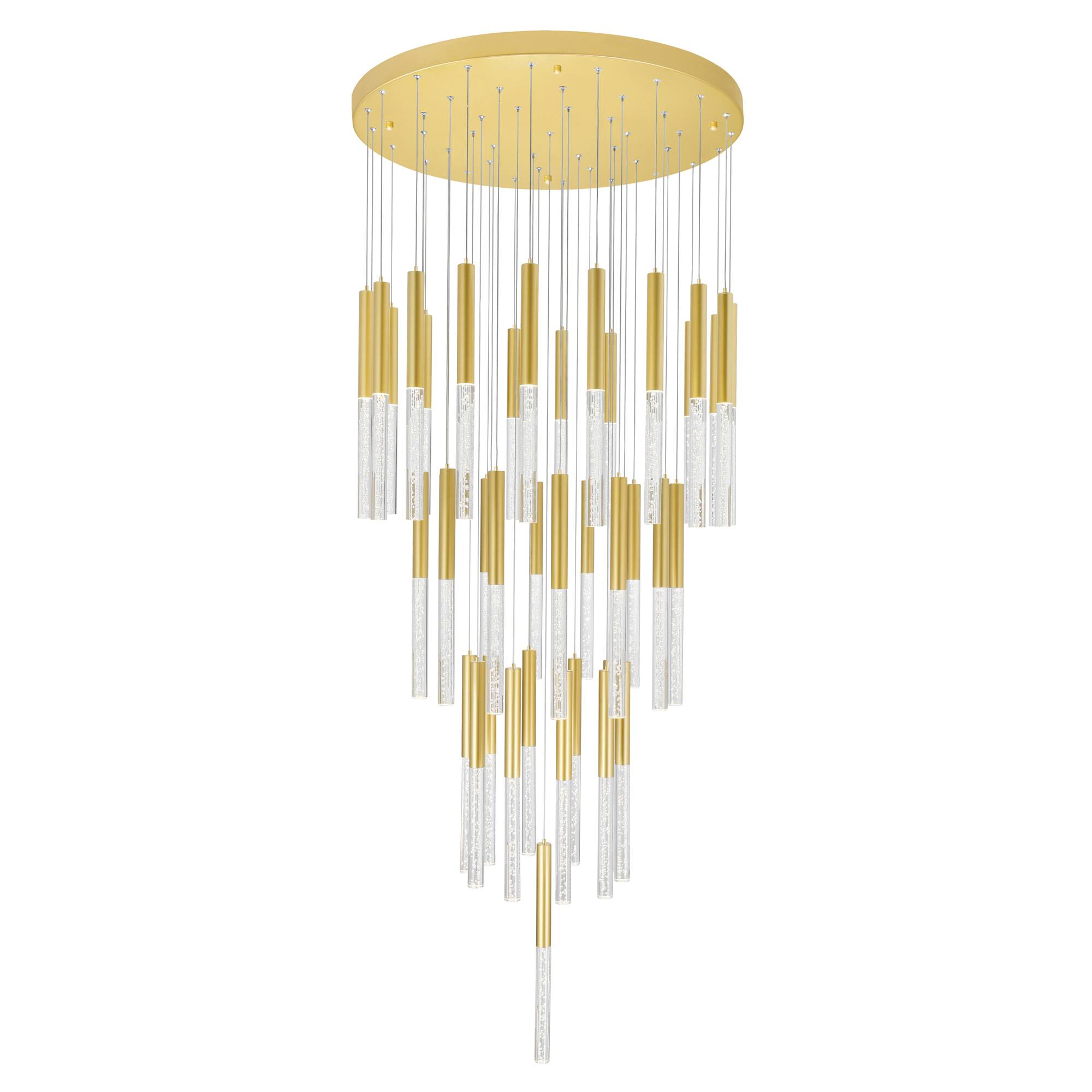 Angle. CWI Lighting - Dragonswatch LED Integrated Chandelier with Satin Gold Finish - Satin Gold.