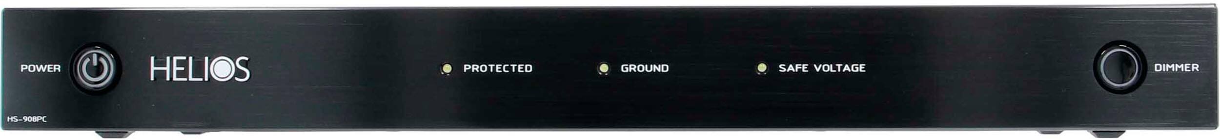 The text on the image reads "Helios S 110.0V 00A OW 0 PROTECTED OR SUHD SAFE VOLTADE DIMMER."