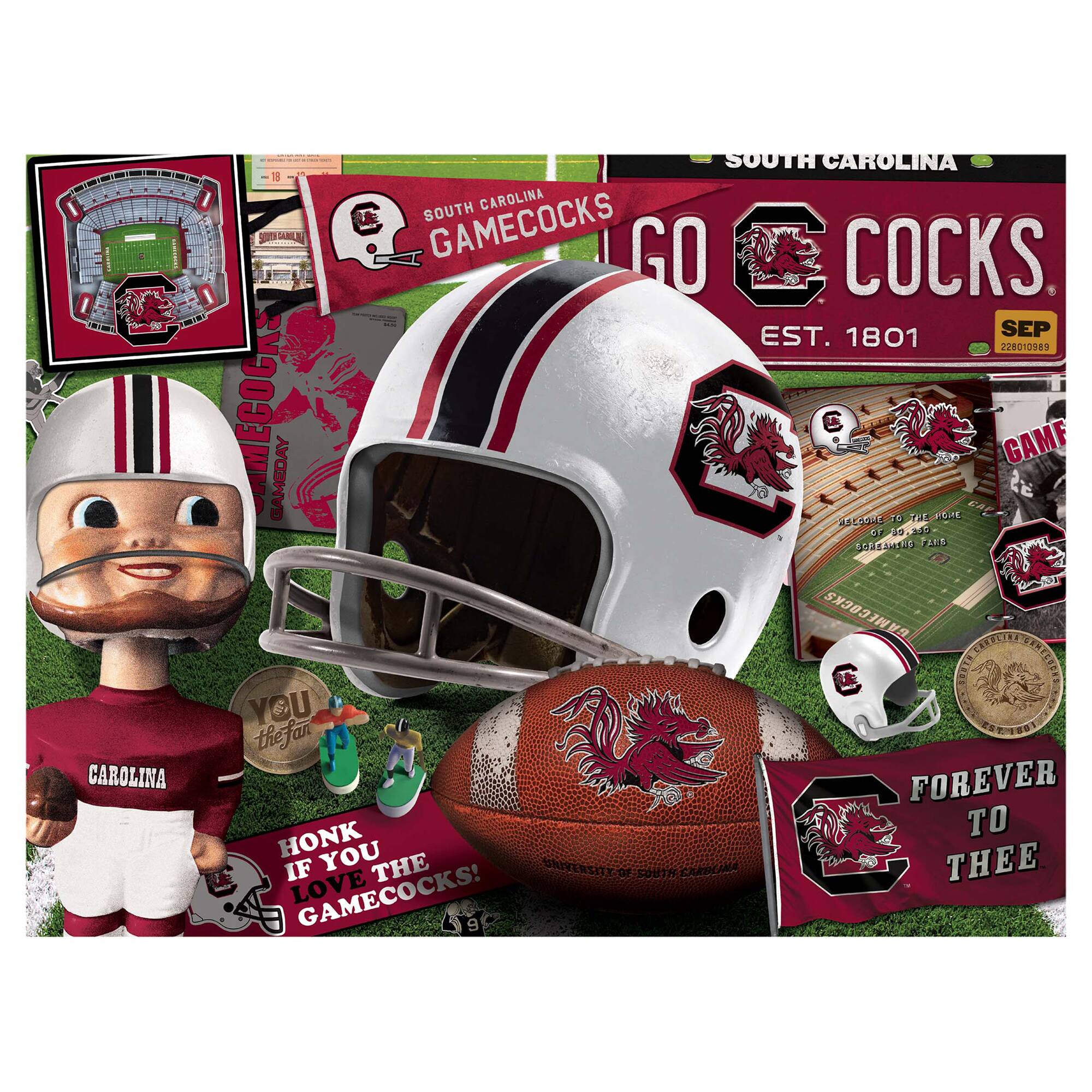 SOUTH CAROLINA GAMECOCKS  
GO COCKS  
EST. 1801  

SEP 228010989  

GAMECOCKS GAMEDAY  

HONK IF YOU LOVE THE GAMECOCKS!  

FOREVER TO THEE  

YOU THE FAN  

WELCOME TO THE MORE OF 80,000 FANS  

UNIVERSITY OF SOUTH CAROLINA