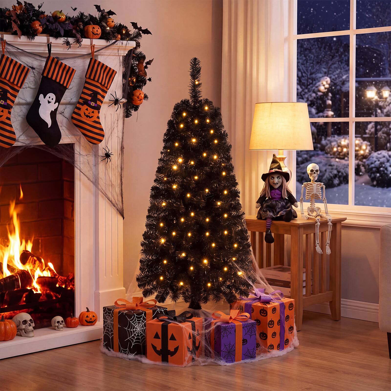 Alt View 4. Gymax - Gymax 4FT Pre-Lit Christmas Tree w/ 110 Branch Tips Black - Black.