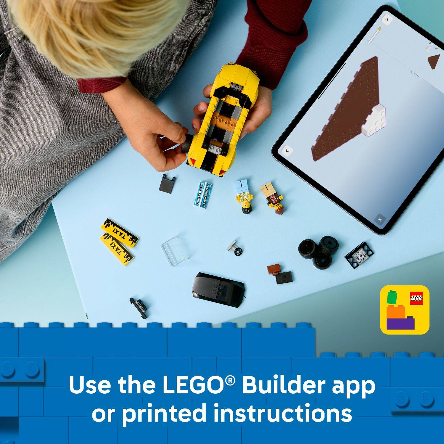 Use the LEGO® Builder app or printed instructions