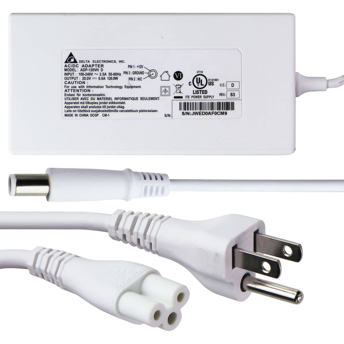 TOA Electronics - 20V 6A 120W AC/DC Adapter ADP-120VH D - White