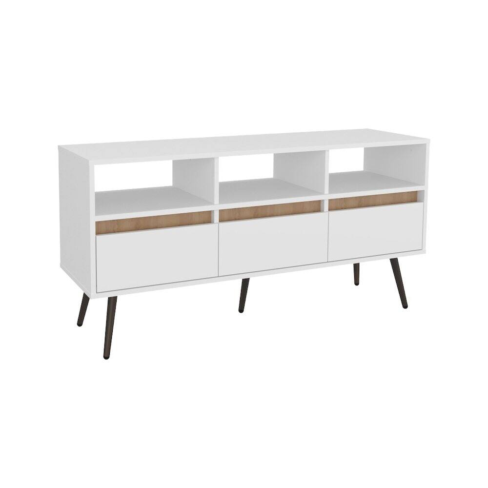Front. TuHome - Aranjuez 47" Tv Stand White - Natural Oak MDF - White.