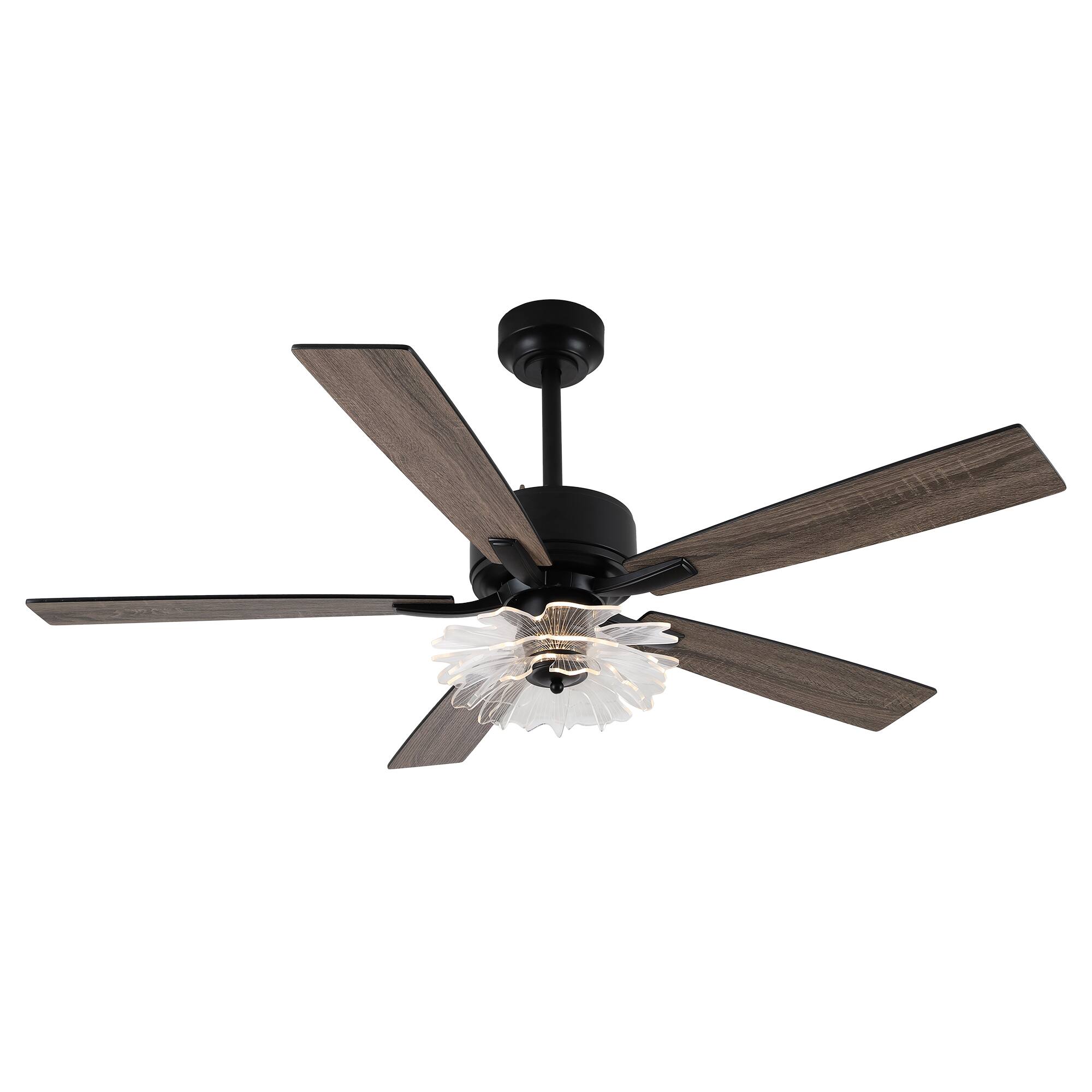Alt View 7. Parrot Uncle - 52"Modern Black LED Ceiling Fan with Remote and Light Guide Plate Design - Black.