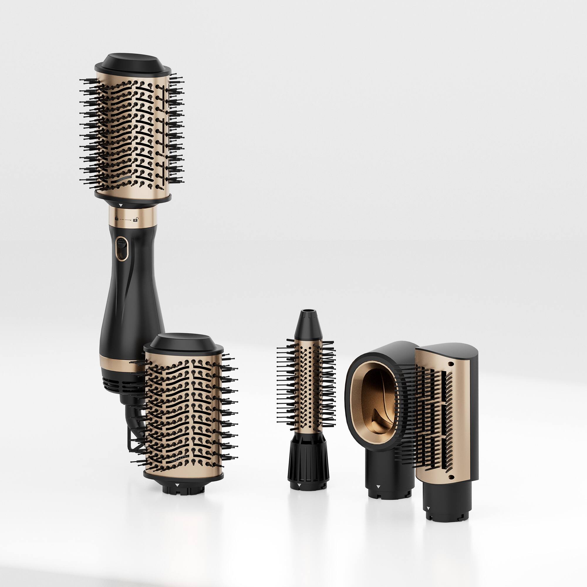 Left. NICEBAY - Nicebay Hair Dryer Brush, Hot Air Brush in One with Oval Barrel, Round Brush Hair Dryer Set Straighting/Drying/Curling - Black.