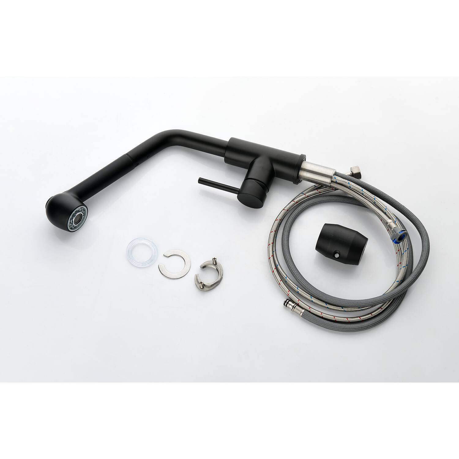 Alt View 10. Siljoy - Single Handle Kitchen Sink Faucet with Pull Out Sprayer - Matte Black.