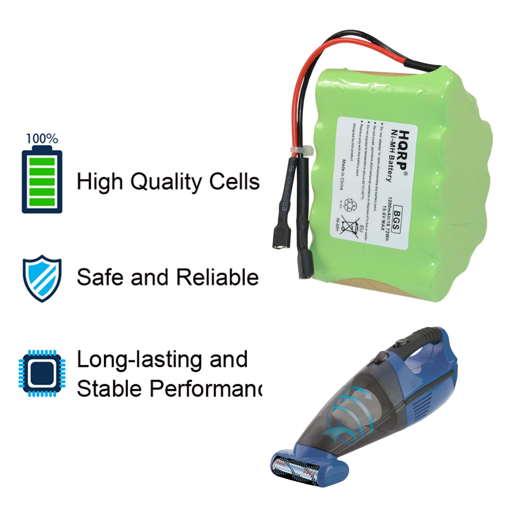 100% High Quality Cells Made in China  
Ni-MH Battery  
HQRP  
4 AC amun  
200mAh/18 BGS EU  
72Wh  
Safe and Reliable  
Long-lasting and Stable Performance