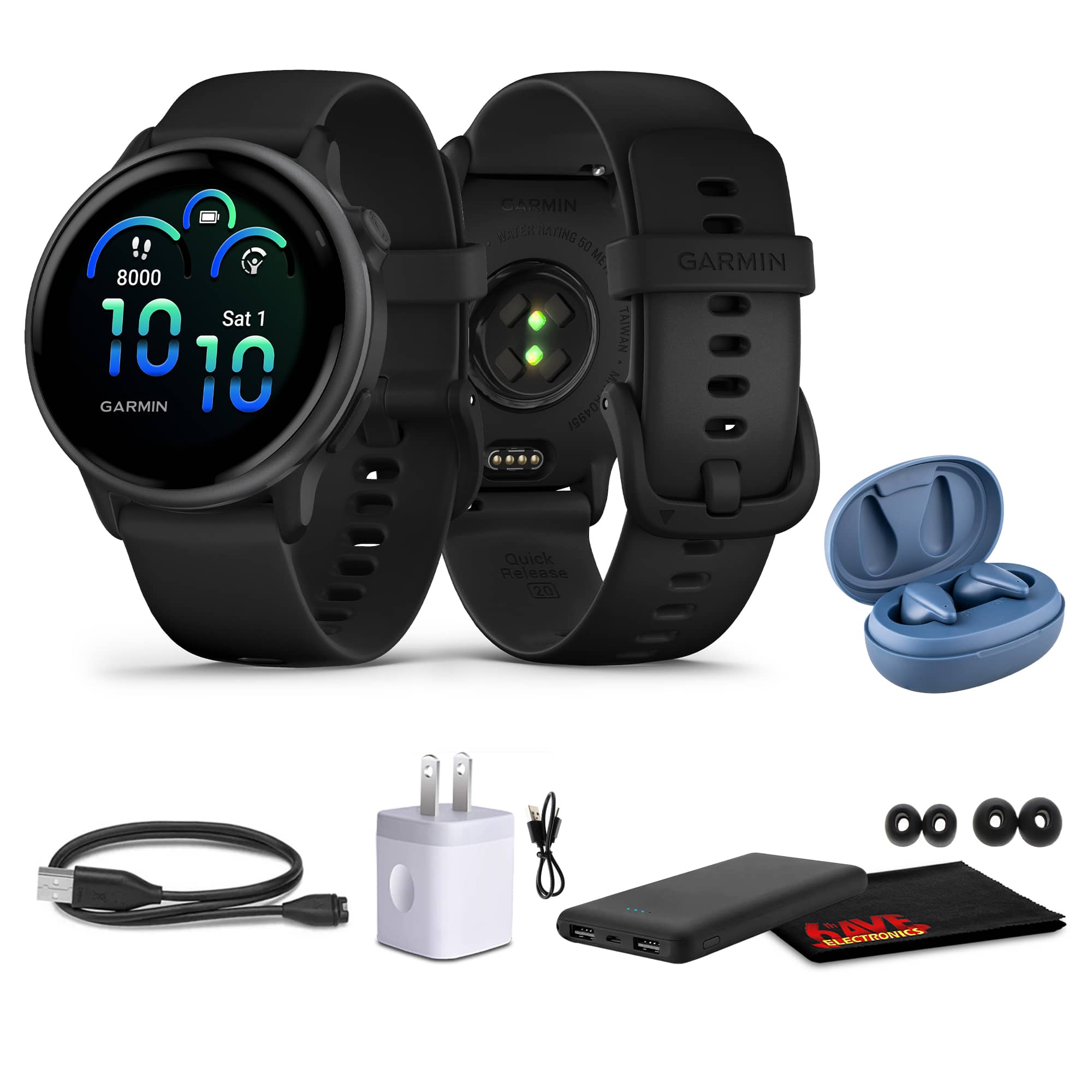 Garmin - Vivoactive 6 Smartwatch Slate with Black Silicone Band Bundle - Black - (2025)