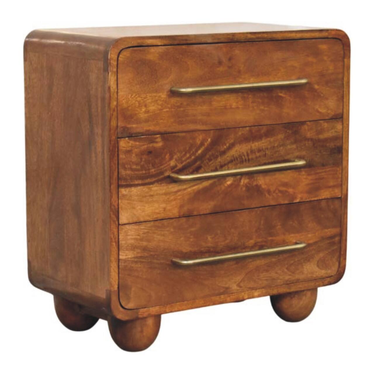 Left. Artisan Furniture - Artisan Furniture Solid Wood Three Drawer Mini Chest, Brown - Brown.