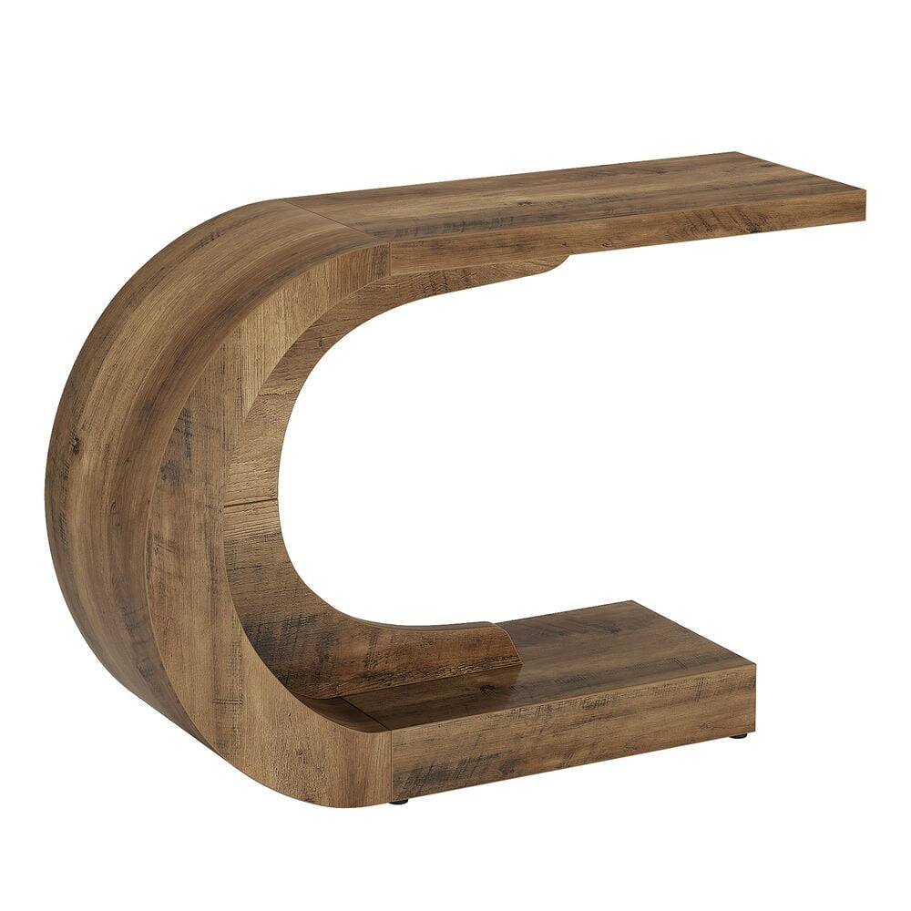 Back. Kadyn - Entryway Table, Console Sofa Table,43" Console Table, C-Shaped Modern Accent Table Hallway Table - Brown.