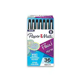 Paper Mate - Flair Felt Pen, Medium Point, Ink, 36/Pack (1921070) - Black