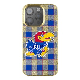 Keyscaper - NCAA - Kansas Jayhawks Plaid Bling iPhone Case - 14 - Gold