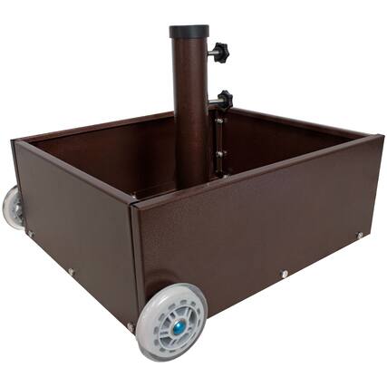 Front. Sunnydaze - Outdoor Umbrella Base with Fillable Planter and Wheels - Bronze.