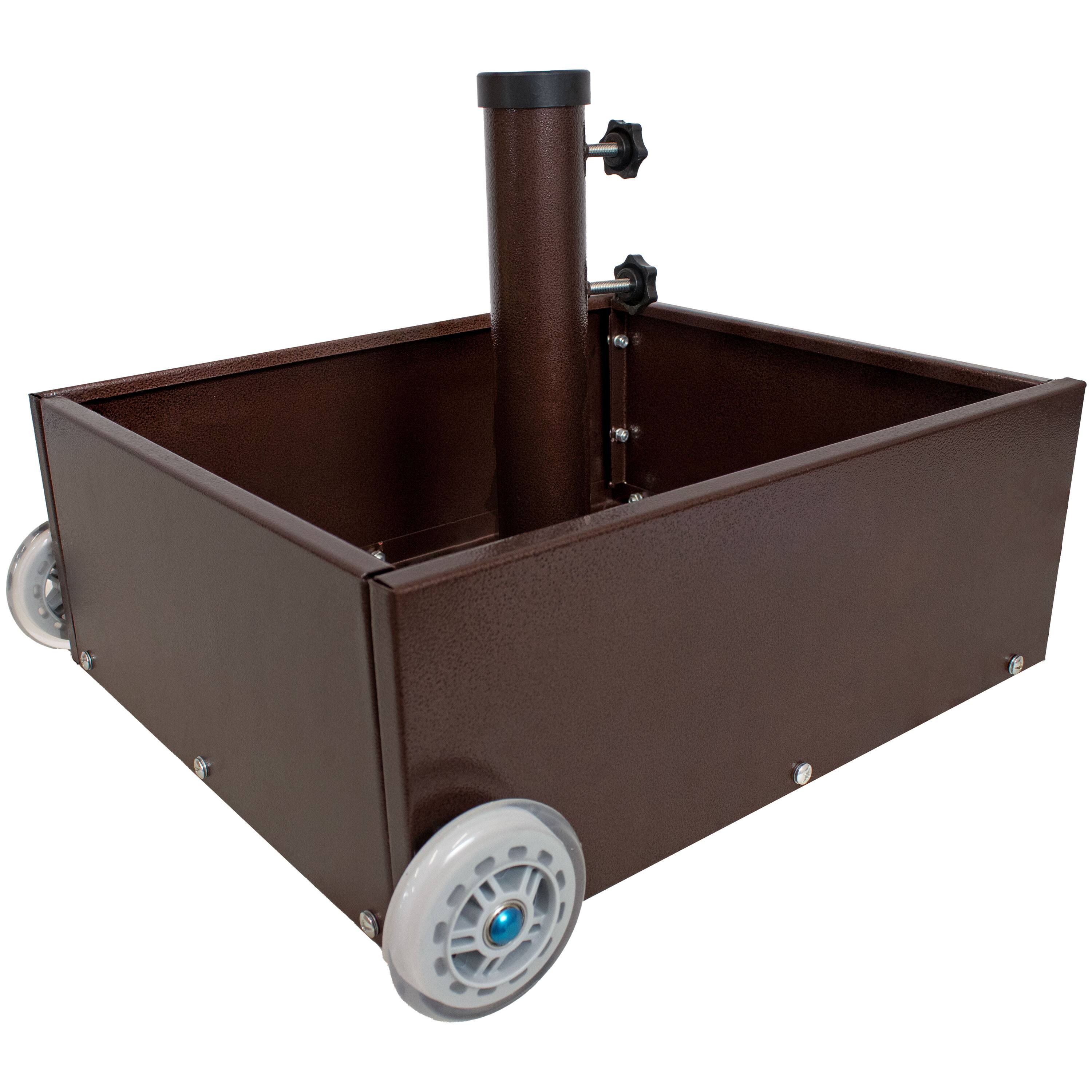 Sunnydaze - Outdoor Umbrella Base with Fillable Planter and Wheels - Bronze
