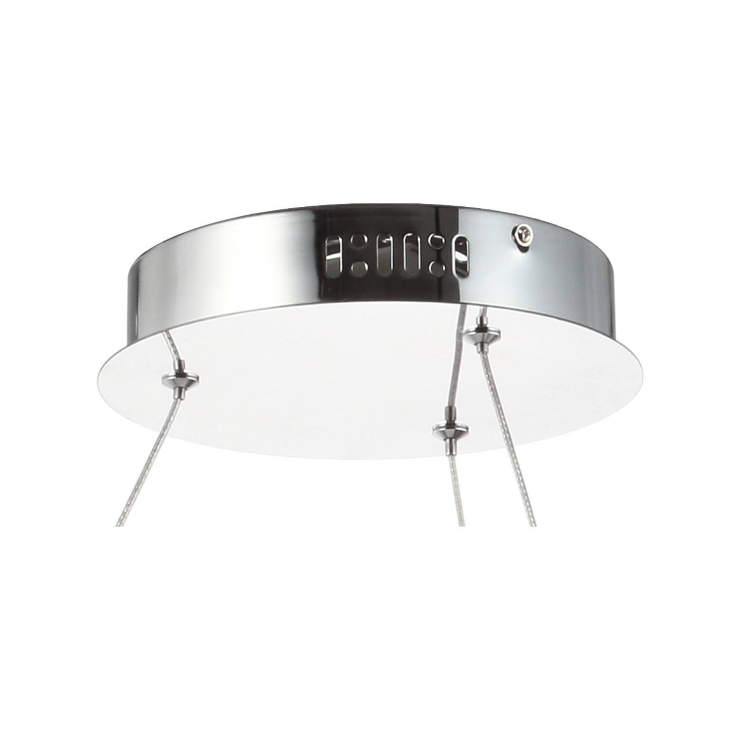 Alt View 5. Jonathan Y - Benton 24.7" Round Integrated LED Crystal/Metal Pendant, Chrome/Clear - Clear/Chrome.